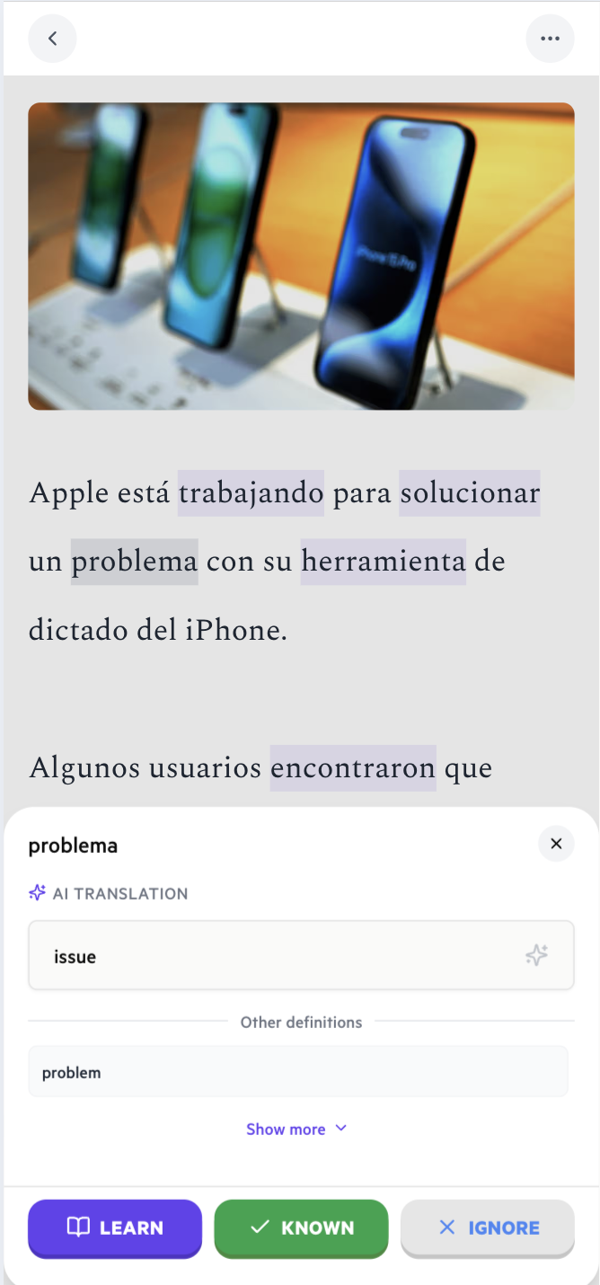 Second Lexio app screenshot